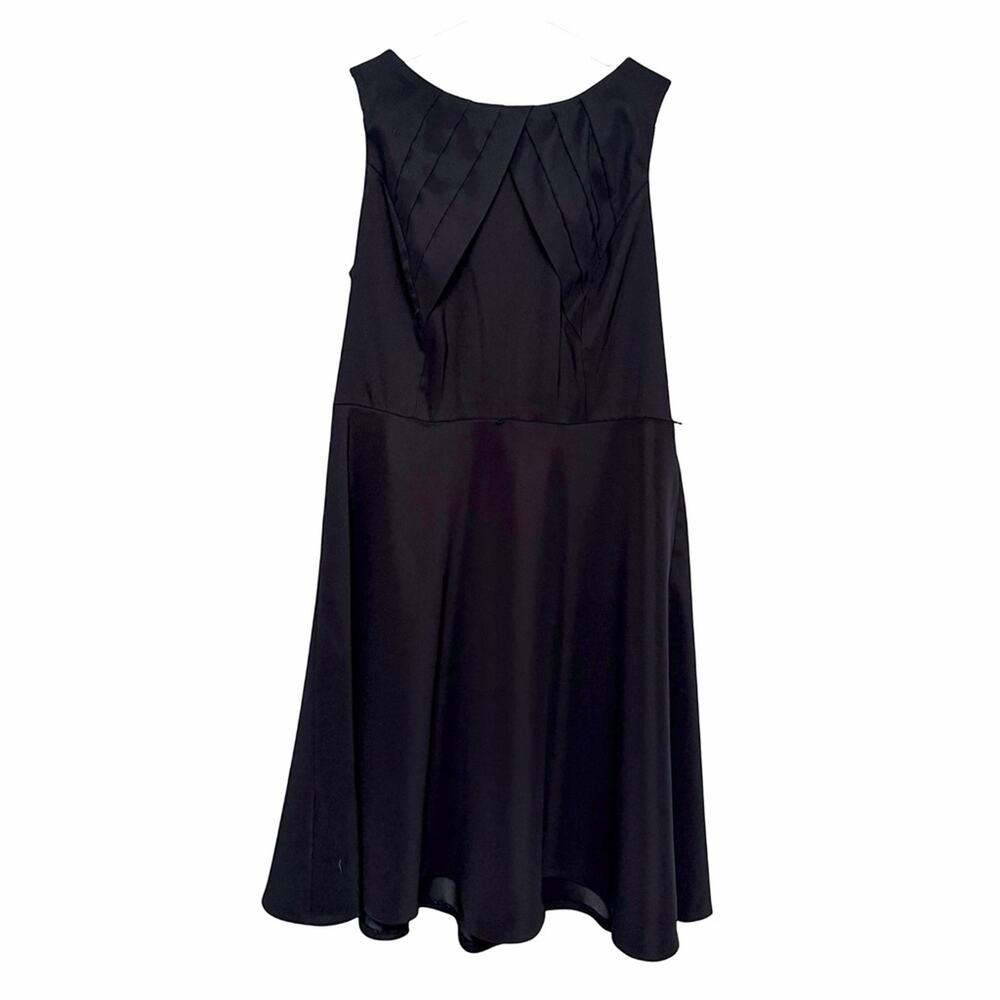 Signature Black Pleated Midi Dress with Belt